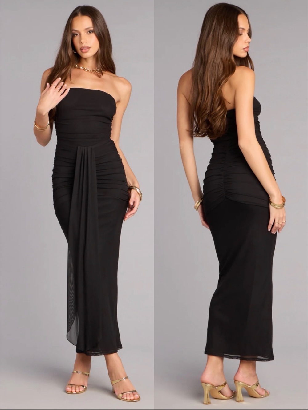 🆕 •WINDSOR• Curve Control Mesh Strapless Maxi Dress